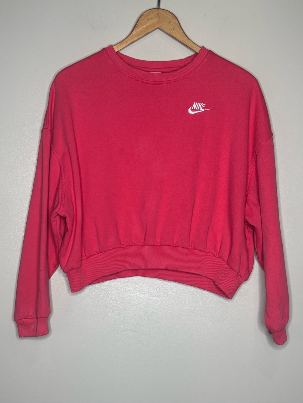 Nike Women's Hot Pink Cropped Crew Sweatshirt